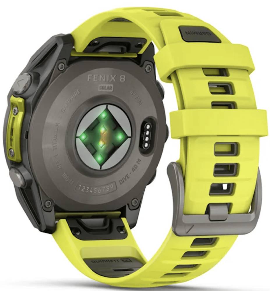 Garmin Fenix 8 Solar Sapphire 47мм Серые с желтым ремешком